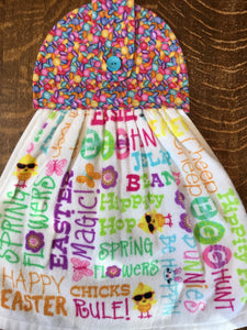 Easter and Spring words Hanging Towel