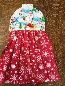 Red/White Snowflakes Winter Hanging Towel