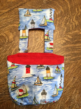Load image into Gallery viewer, Sailboats and Lighthouses.  Weighted Organizer with pincushion.
